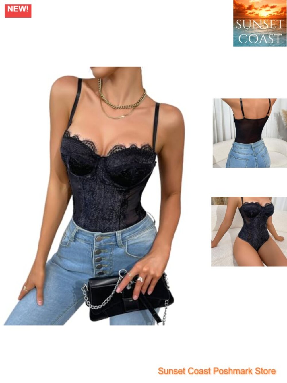 Lace Corset Bodysuit Underwire Bustier Top Floral Lace Lingerie Shapewear